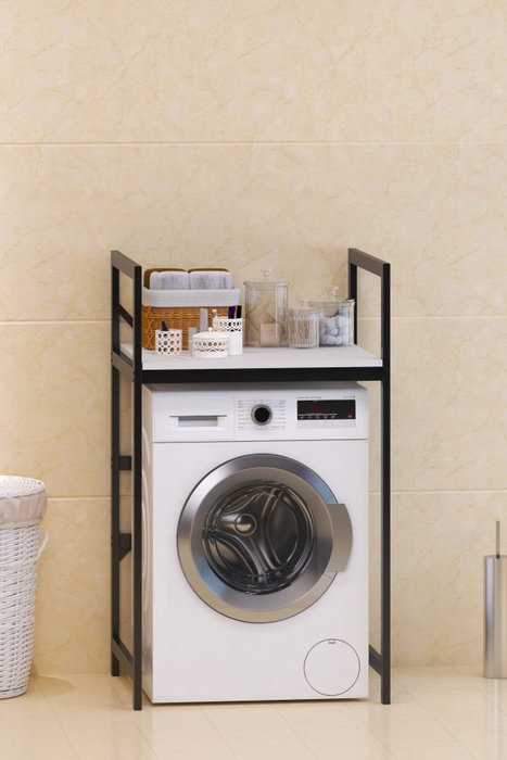 Hanah Home Armario para Lavadora C7 Blanco y Negro 70x116x60 cm